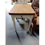 Pine kitchen table on casters