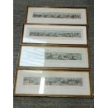 4 framed pictures depicting hunting scenes