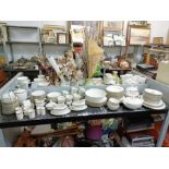 Shelf of Royal Doulton Oxford Green dinner service