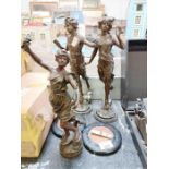 3 spelter statues of ladies