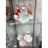 6 figures to include Royal Doulton Pretty Ladies
