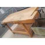 Woodwork bench with vice