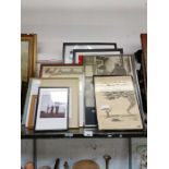 Collection of framed pictures