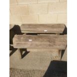 2 small pine benches