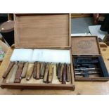 Boxed set of chisels and box of drill bits