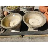 2 reconstituted stone planters