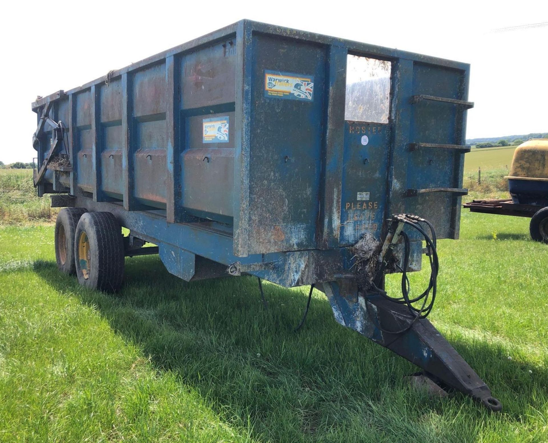 Warwick 14T Twin Axle Grain Trailer c/w Super Single Wheels, Sprung Axles, Hydraulic Tail Gate