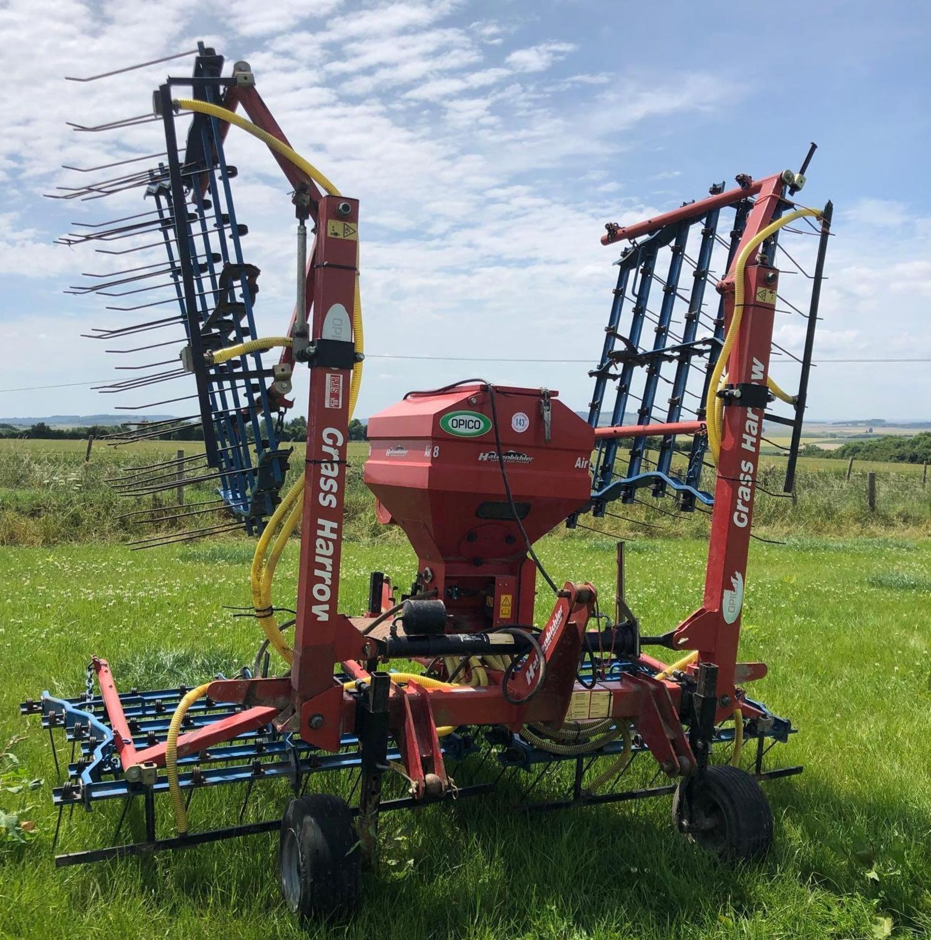 Opico 7m Hydraulic Grass Harrows c/w Hatzenbichler Air 8 Seed box - Image 3 of 6