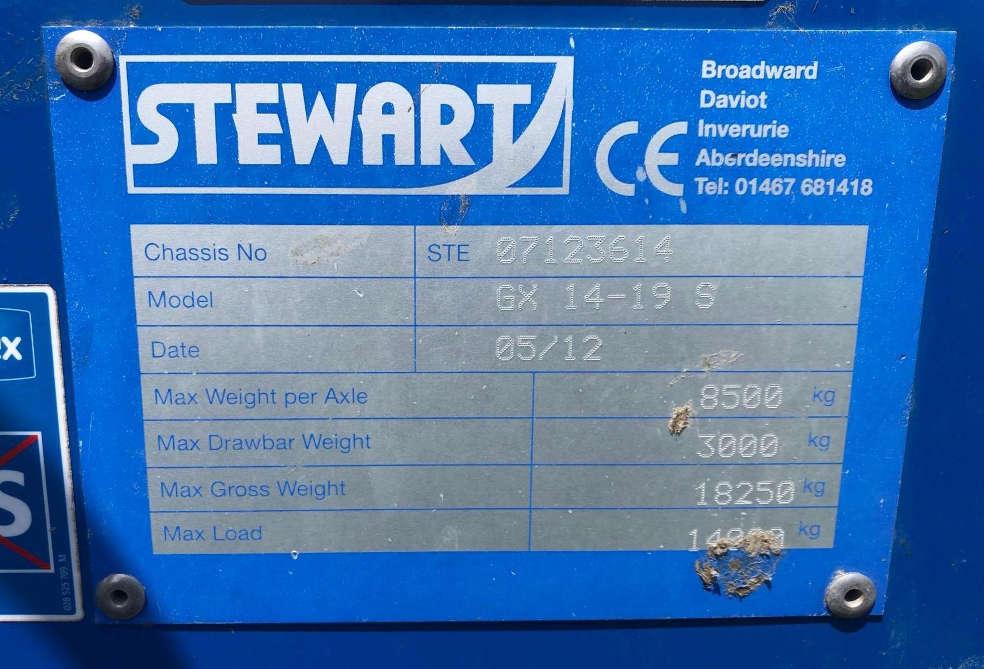 Stewart GX14-195 14T Twin Axle Grain Trailer c/w Lights, Sprung Draw Bar & Axles, Hydraulic Air - Image 5 of 5