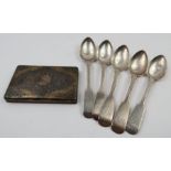 A set of five Georgian tea spoons, Newcastle, 1832
