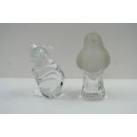 A Daum clear glass figure of a mouse, signed to th