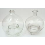 Two Victorian clear glass wasp catchers