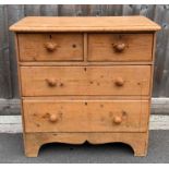 A Victorian pine chest of drawers, of two short an