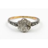 An Edwardian old cut diamond cluster ring with ros