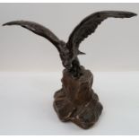 A 20th century bronze sculpture of a an eagle with