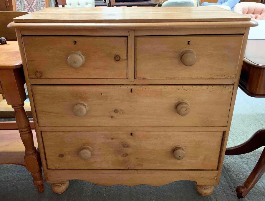 A Victorian pine chest of drawers, of two long and - Image 2 of 5