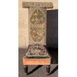 A Victorian prayer chair, with period tapestry fab