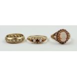 A 9ct gold cameo ring, finger size P; a 9ct gold g