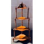 A Victorian rosewood and mahogany four tier waterf