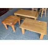 Two modern Oak coffee tables along with one other