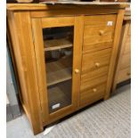 Modern Oak display cabinet with 3 drawers