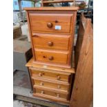 Two modern pine bedside cabinets along with other