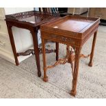 Oriental style hardwood side table along with one