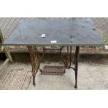 Singer treadle base table with slate top