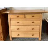 Oak chest with 2 short and 3 long drawers