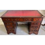 Pedestal desk with leather insert
