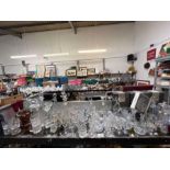 Large collection of glassware to include decanters