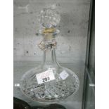 Cut glass decanter with silver Sherry label