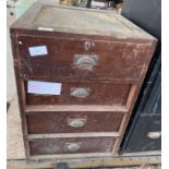 4 drawer pine garage unit with brass pull handles