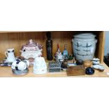 Various items to include a stoneware jar with lid,