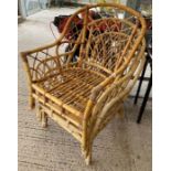 3 wicker and bamboo stacking armchairs