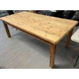 Large rustic pine dining table