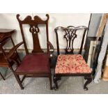 A Chippendale style chair and one other