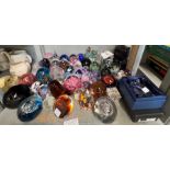 Large collection of glass paperweights to include