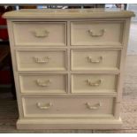 Large painted wooden chest of 6 short and 1 long d