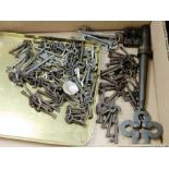 Collection of antique keys to include a large 26cm