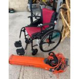 G Logic wheelchair, Flymo leaf blower, and one oth