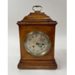 A Victorian yew wood bracket clock, with a brass c