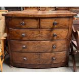 A Victorian mahogany bow front chest of drawers, w