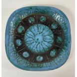 Troika Pottery - A square shallow dish decorated w