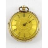 An unnamed ladies open face pocket watch, 18ct gol