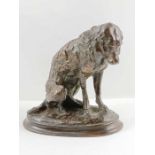 A 20th century bronze model of a dog, signed E Fre