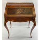 A later 19th century kingwood bureau, with fall fr