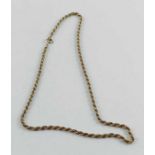 A 9ct gold solid rope chain, 66cm long, 13.4g gros