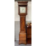 An 18th century longcase clock, the painted dial n