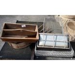Galvanized trays, wooden trays & hand tools